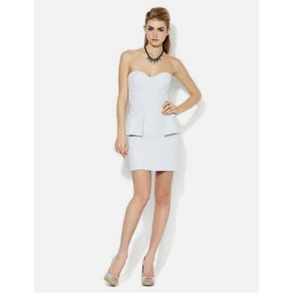 New L.A.M.B. Strapless Dress size 8 Glacier Nordstrom Bustier Peplum $350‎ NWT